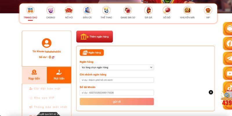 Hướng dẫn thanh toán rút tiền GK88 bằng từng phương pháp